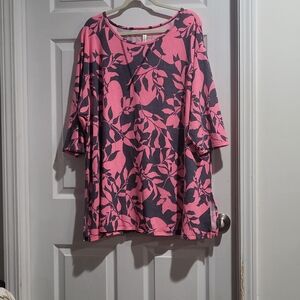 Pink and Gray Floral Women's Tunic